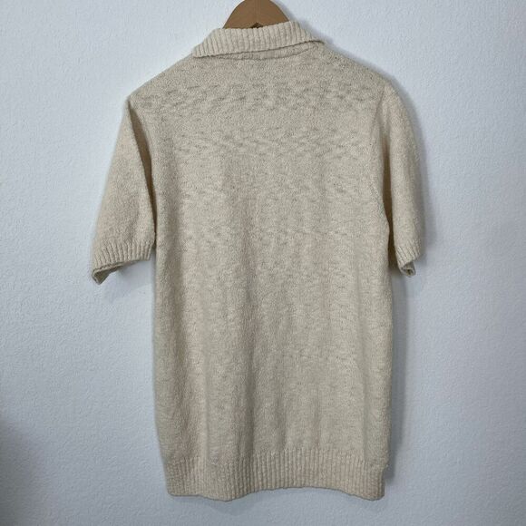 Criquet Beige Knit Organic Cotton Button Down Sweater Men's Size Medium - Picture 2 of 8
